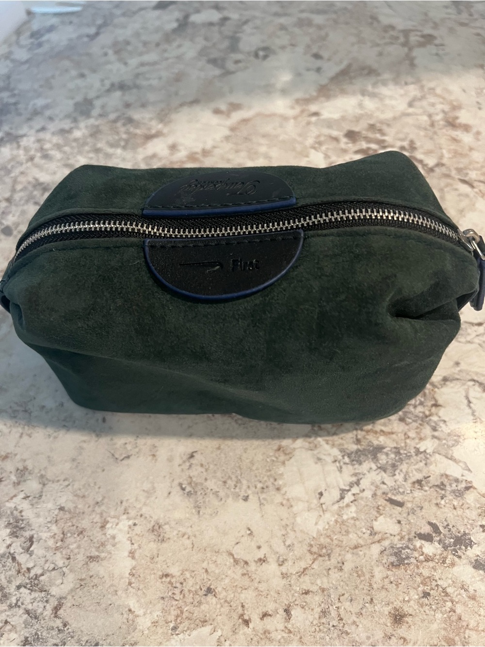 Temperley London Dark Green Suede Cosmetic Pouch Cosmetic Bag